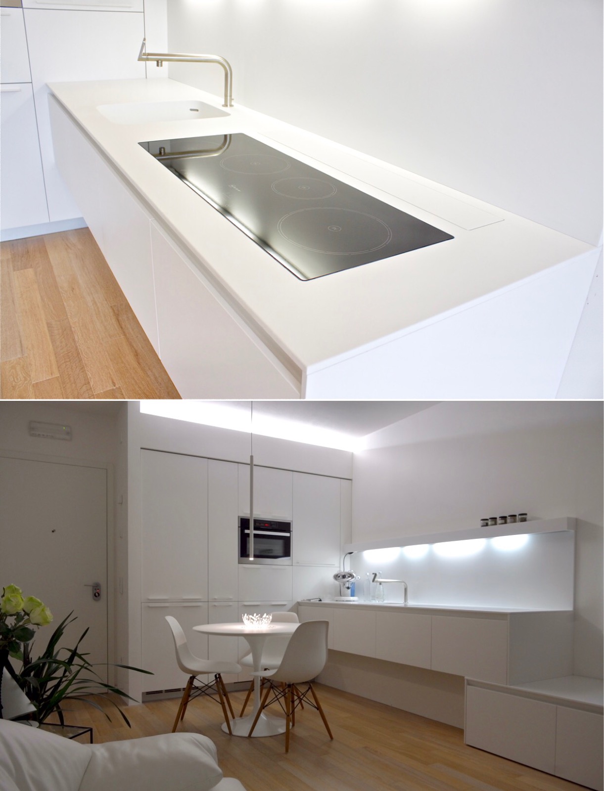 CASA PRIVATA RIVA DEL GARDA cucina Varenna Twelve laccato opaco, piano Corian glacer white.