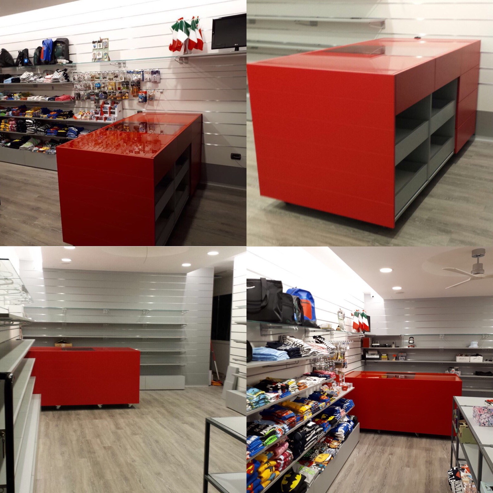 Progetto negozio in Malcesine - realizzazione di boiserie banco vendita in vetro
