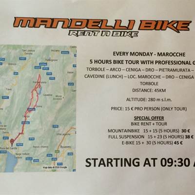 Bike tour MONDAY- Marocche - book now - Mandelli Bike Fahrradverleih Gardasee