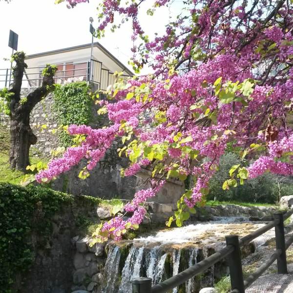 La passeggiata lungo il torrente S Giovanni e sullo sfondo il Villa Grazia