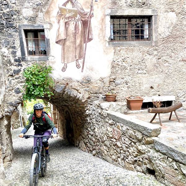 Bike ride in the medieval village of Canale di Tenno