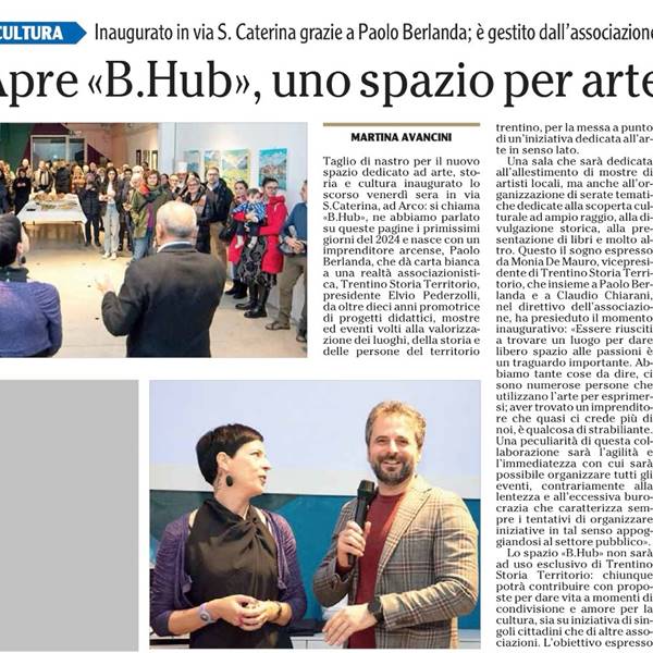 Quotidiano L'Adige, sabato 7 gennaio 2024 - Articolo di Martina Avancini