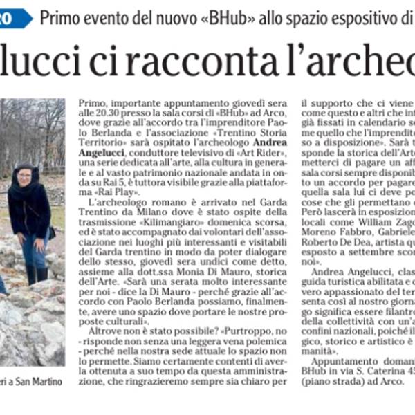 Archeologia con Andrea Angelucci - Articolo del quotidiano l'Adige di mercoledì 10 gennaio 2024