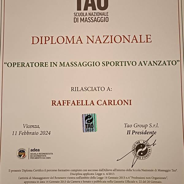 Diploma di operatore del massaggio