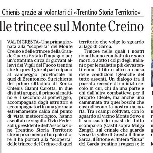 Quotidiano L'Adige, domenica 30 giugno 2024 - Articolo pubblicato a pagina 21delle cronache di Rovereto e Vallagarina