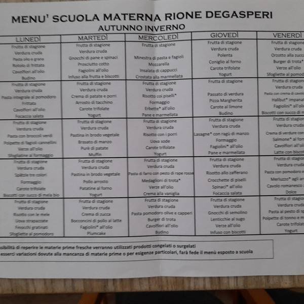 Menù inverno 2025/2026