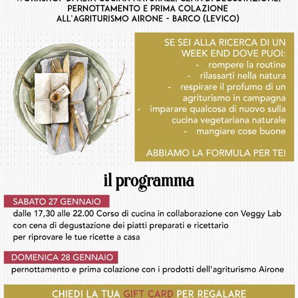 Corso di cucina naturale! 27-28 gennaio 2024