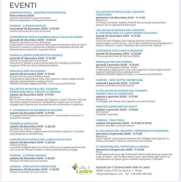 Eventi in Valle di Ledro per fine anno 2019